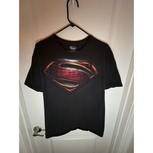 DC Comics Superman Man of Steel Graphic T-Shirt Black XXL 100% Cotton Logo Tee